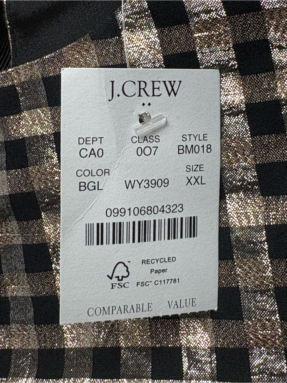 NWT J.Crew Factory Lurex Metallic Threads Puff-Sleeve Top Black Gold XXL - Picture 14 of 14